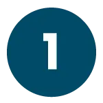 Navy colored circle with number 1 in center